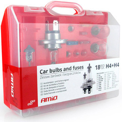 Zestaw żarówek zapasowych AMiO H4 12V 18 elementów