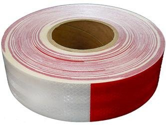 Taśma odblaskowa samoprzylepna czerwono-biała 1m szerokość 50mm