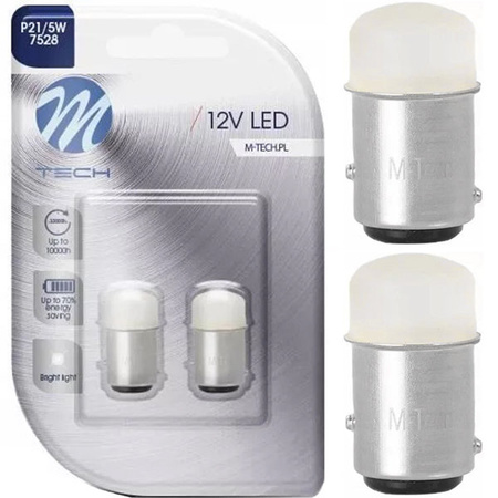 Żarówki M-Tech P21/5W LED WHITE 9SMD 3014 komplet