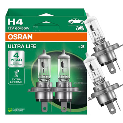 Żarówki halogenowe Osram H4 Ultra Life 12V 60/55W P43t komplet