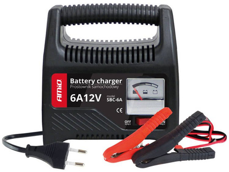 Prostownik samochodowy do akumulatorów AMiO 12V 6A 20-80Ah