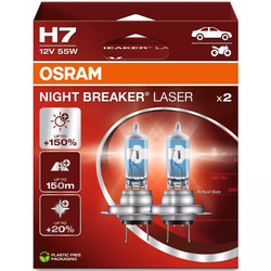Żarówki halogenowe Osram H7 Night Breaker Laser +150% 12V 55W PX26d komplet