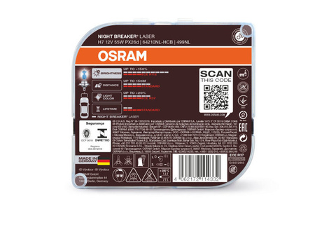 Żarówki Osram Night Breaker Laser +150% H7 12V 55W komplet