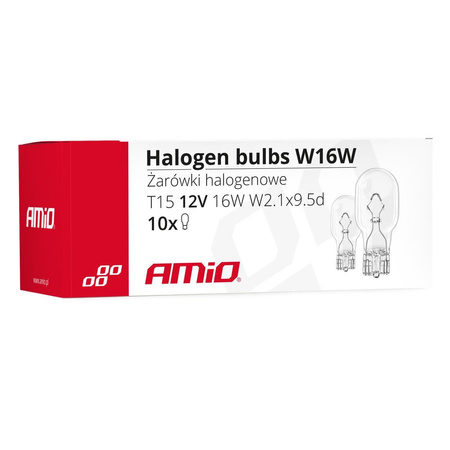 Żarówki AMiO W16W T10 16W W2.1x9.5d 12V 