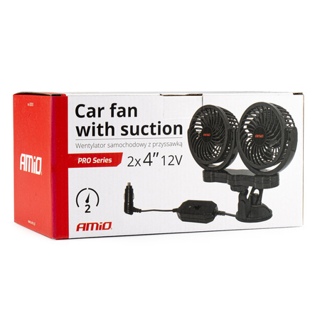Wentylator do samochodu podwójny z przyssawką AMiO 03010 12V