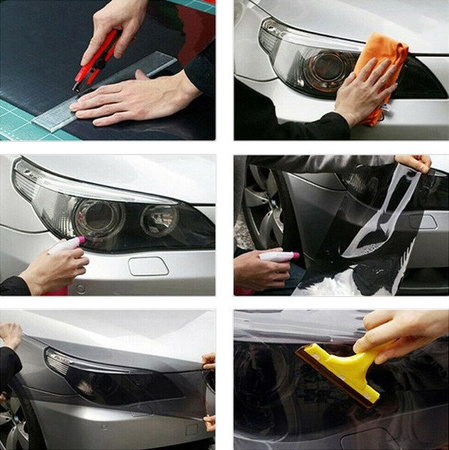 Folia tuningowa do lamp 30x50cm czarna przyciemniana