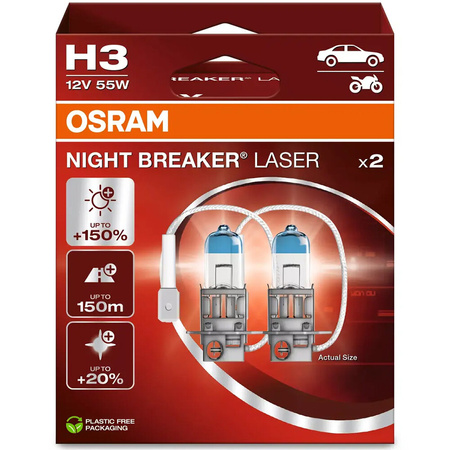 Żarówki halogenowe H3 Osram Night Breaker Laser +150% 12V 55W