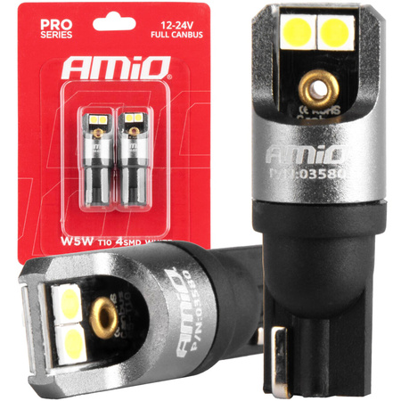 Żarówki led AMiO Canbus Pro T10 W5W 12/24V komplet