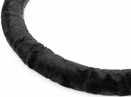 Pokrowiec na kierownicę 37-39 cm, plusz czarny