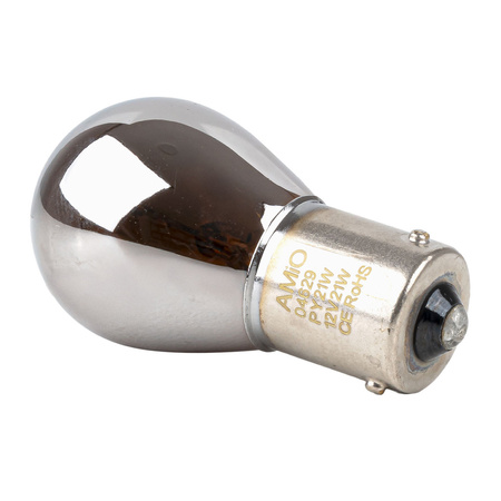 Żarówki halogenowe AMiO PY21W 12V 21W BAU15S z chromowaną powłoką