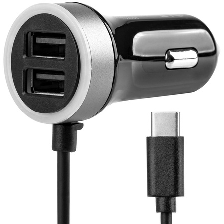 Ładowarka samochodowa USB-C +2 USB 2.4A 12/24V