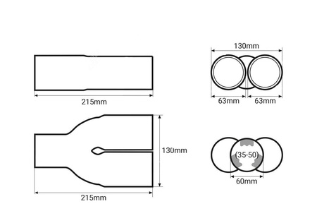 Końcówka rury wydechowej Tłumika AMiO 2x63mm montaż 35-50mm nierdzewna