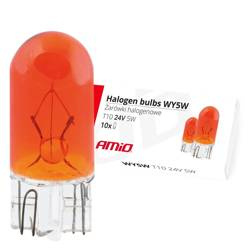Żarówki halogenowe AMiO WY5W T10 5W W2.1x9.5d AMBER 24V