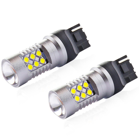 Żarówki LED AMiO W21W T20 W3x16d canbus 24 SMD 3030 12V/24V