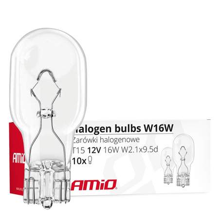 Żarówki AMiO W16W T10 16W W2.1x9.5d 12V 