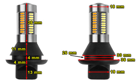 Żarówki DRL LED 2w1 z kierunkowskazem 66 SMD WY21W W3x16d