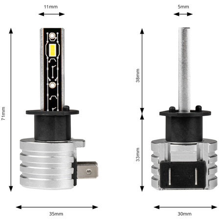 Żarówki samochodowe AMiO H1 LED seria H mini 42W