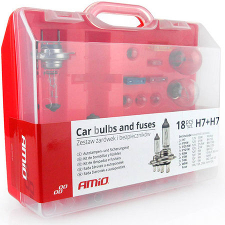 Zestaw żarówek AMiO H7 12V 18 elementów