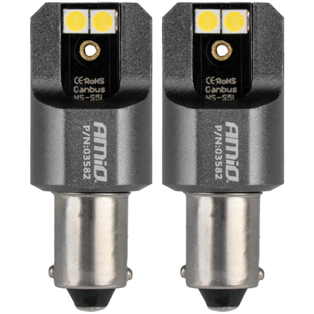 Żarówki led AMiO T4W Full Canbus BA9S 12/24V komplet