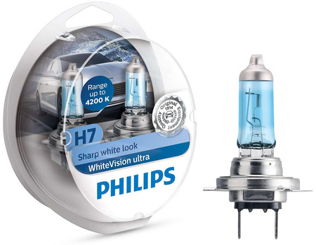 Żarówki halogenowe Philips White Vision Ultra 4200K H7 12V 55W W5W komplet