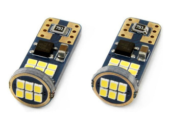 Żarówki LED AMiO W5W T10 Canbus 12/24V 18 SMD białe