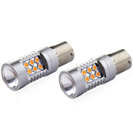 Żarówki LED PY21W Amio BAU15s 12V/24V canbus 24 SMD 3030 komplet