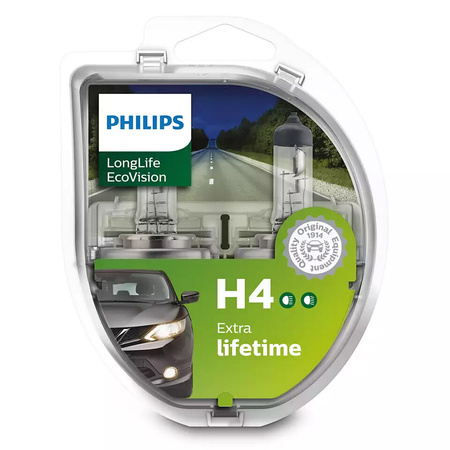 Żarówki halogenowe Philips LongLife Eco Vision H4 12V 60/55W komplet