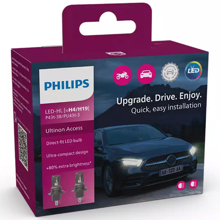 Żarówki ledowe PHILIPS H4 H19 12V 20W komplet
