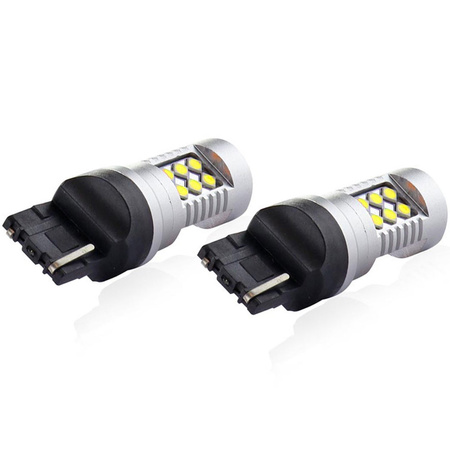Żarówki LED AMiO W21W T20 W3x16d canbus 24 SMD 3030 12V/24V