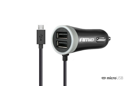 Ładowarka samochodowa Micro-USB +2 USB 2.4A 12/24V