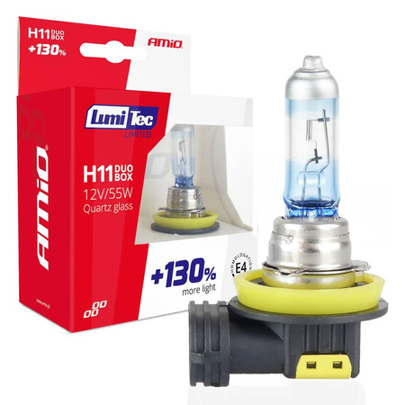 Żarówki AMiO H11 LumiTec Limited +130% 12V 55W komplet