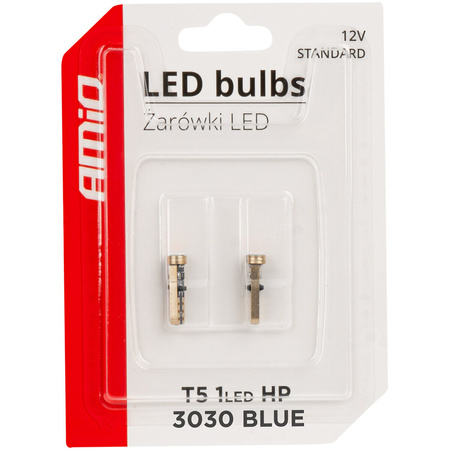 Żarówki led niebieskie AMiO T5 W1W 1XSMD 3030 12V