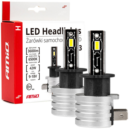 Żarówki samochodowe AMiO H3 LED seria H mini 42W