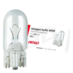 Żarówki halogenowe AMiO W5W T10 5W W2.1x9.5d 24V