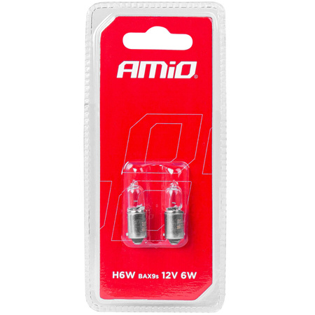 Żarówki homologowane AMiO H6W 12V 6W BAX9s komplet