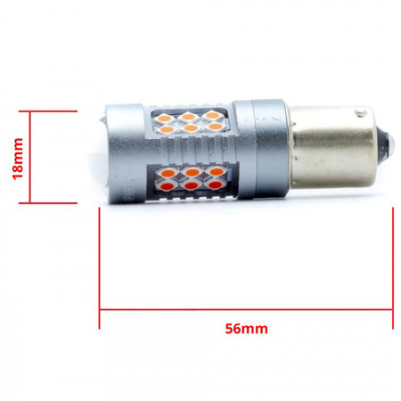 Żarówki LED EinParts P21W 24SMD 3030 czerwone PR21W canbus