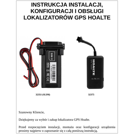 Instrukcja Konfiguracji lokalizatora GPS Hoalte