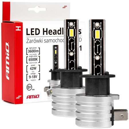 Żarówki samochodowe AMiO H1 LED seria H mini 42W