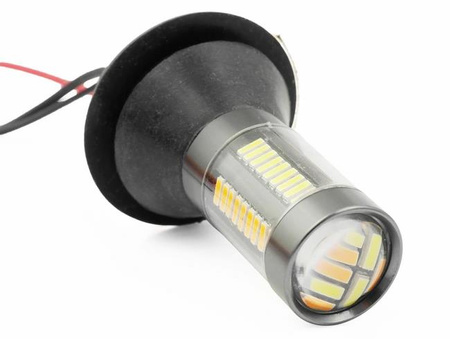 Żarówki DRL LED 2w1 z kierunkowskazem 66 SMD PY21W BAU15s
