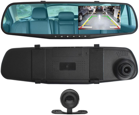 Wideorejestrator jazdy DVR Hoalte w lusterku 4,3" z kamerą cofania 