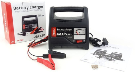 Prostownik samochodowy do akumulatorów AMiO 12V 6A 20-80Ah