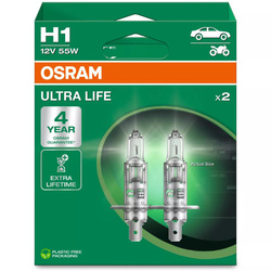 Żarówki halogenowe Osram H1 Ultra Life 12V 55W P14,5s komplet