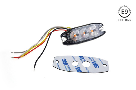 Lampa błyskowa płaska AMiO 3x3W LED R65 R10 12/24V IP67