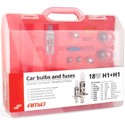 Zestaw żarówek AMiO H1 12V 18 elementów